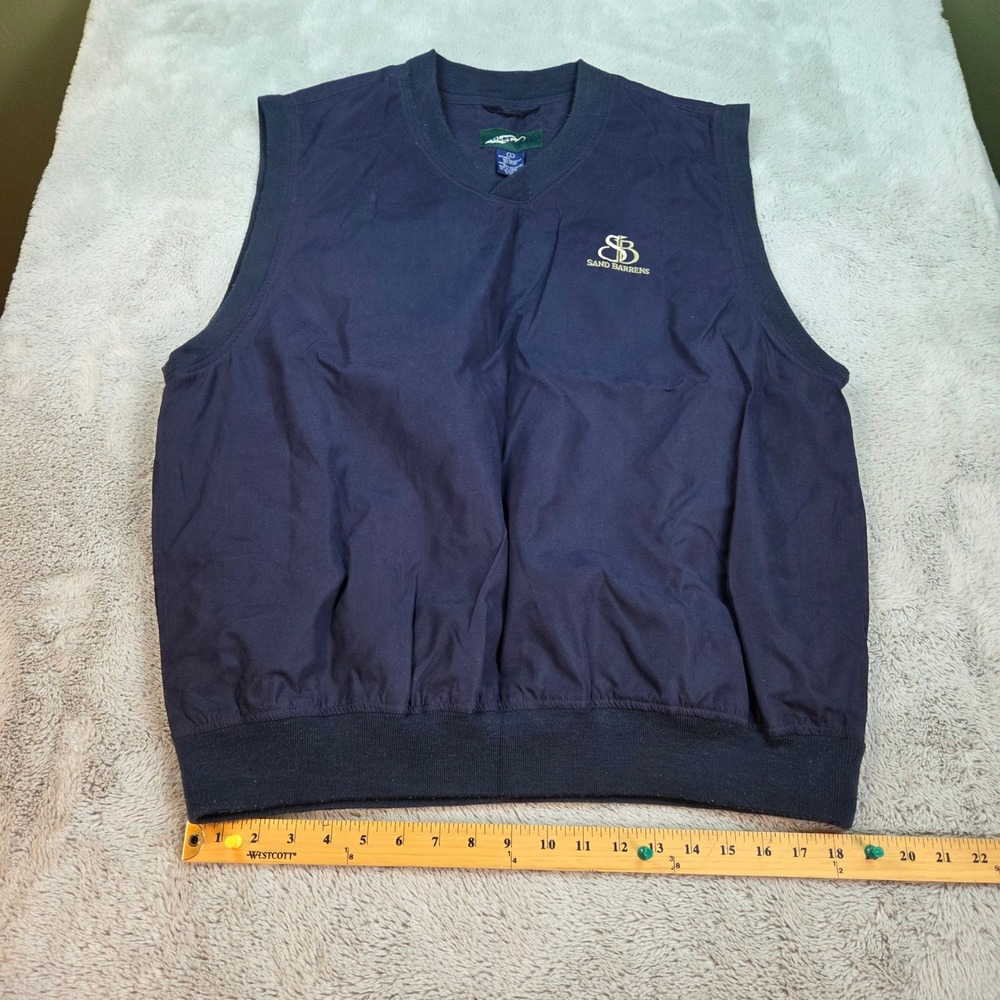 Glen Echo Golf Vest Mens L Sand Barrens Embroidered V-Neck Windbreaker Navy Blue